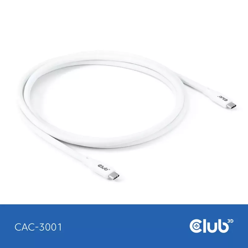 Καλώδιο USB-C CLUB3D CAC-3001 2m USB4 Gen 3x2 λευκό