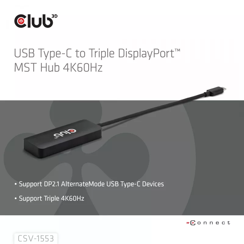 CLUB3D USB-C® σε Triple DisplayPort™ 4K60Hz