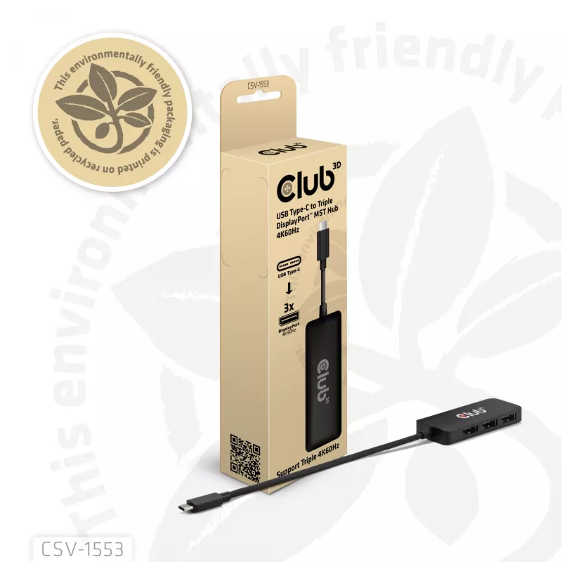 CLUB3D USB-C® σε Triple DisplayPort™ 4K60Hz