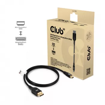 CLUB3D Mini DisplayPort™ σε DisplayPort™ Αμφίδρομο Πιστοποιημένο VESA DP80 Καλώδιο M/M 1m/3.28ft