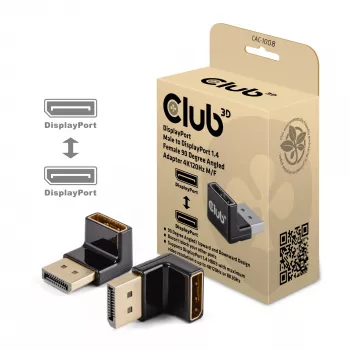 Αντάπτορας club 3D DisplayPort αρσενικό σε DisplayPort 1.4 θηλυκό 90° γωνιακός, υποστηρίζει 4K@120Hz