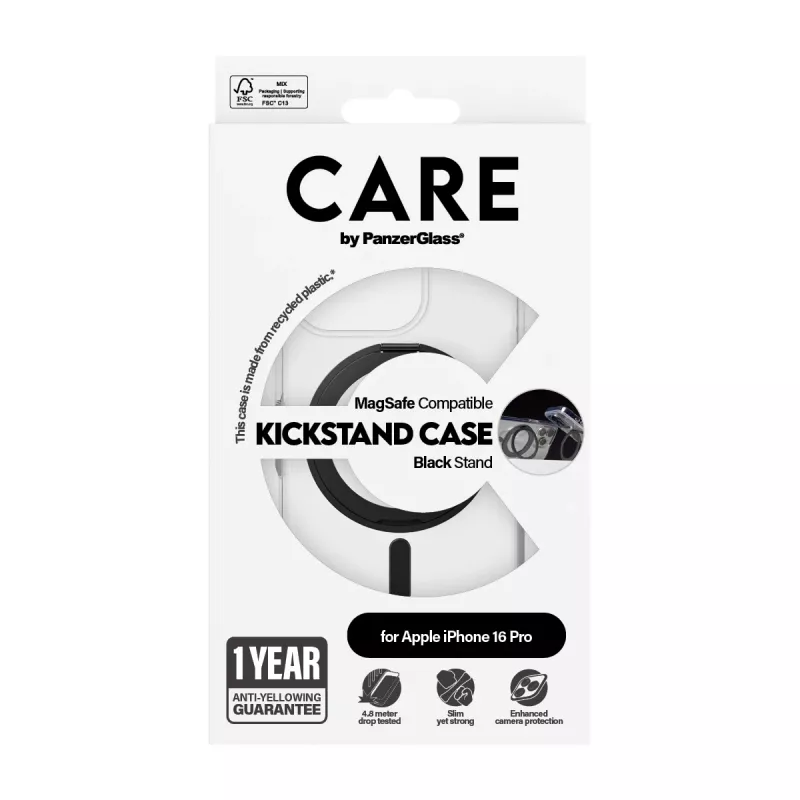 PanzerGlass CARE™ by ® Θήκη Διάφανη με μαύρο Kickstand & MagSafe iPhone 16 Pro