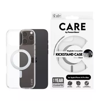 PanzerGlass CARE™ by ® Θήκη Διάφανη με Silver Kickstand & MagSafe iPhone 16 Pro Max