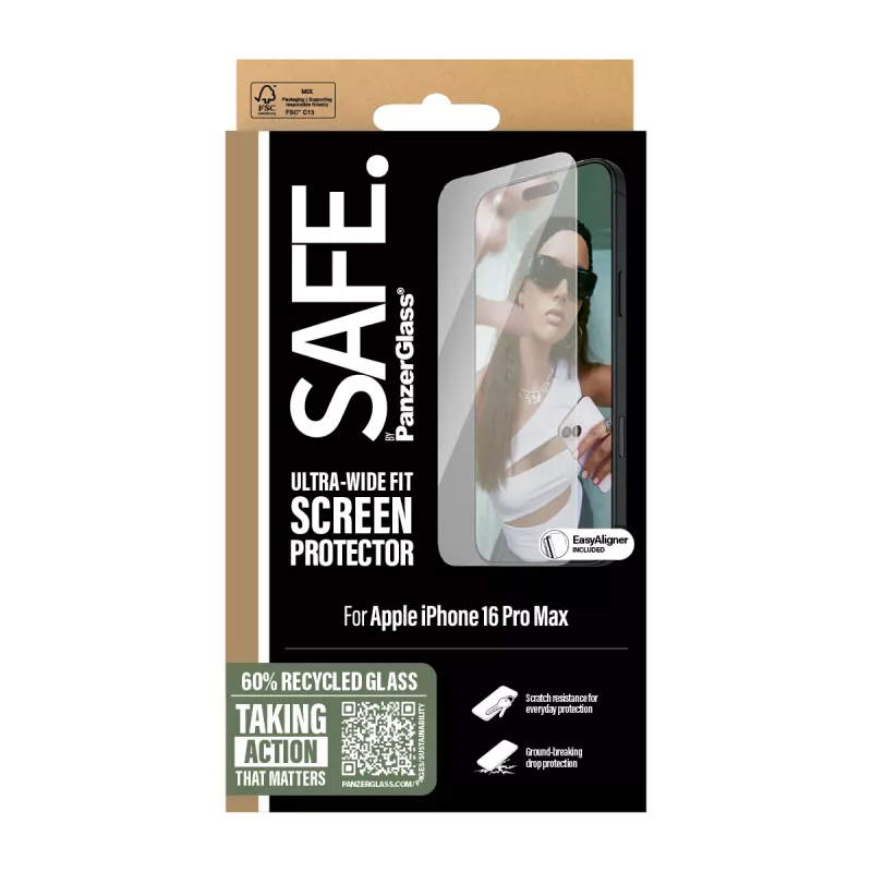PanzerGlass SAFE. by ® Μεμβράνη Προστασίας Οθόνης iPhone 16 Pro Max | Ultra-Wide Fit