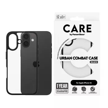 PanzerGlass CARE™ by ® Urban Combat Θήκη Διάφανη με μαύρο πλαίσιο iPhone 16