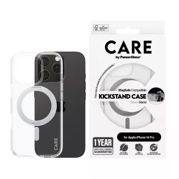 PanzerGlass CARE™ by ® Θήκη Διάφανη με ασημί Kickstand & MagSafe iPhone 16 Pro