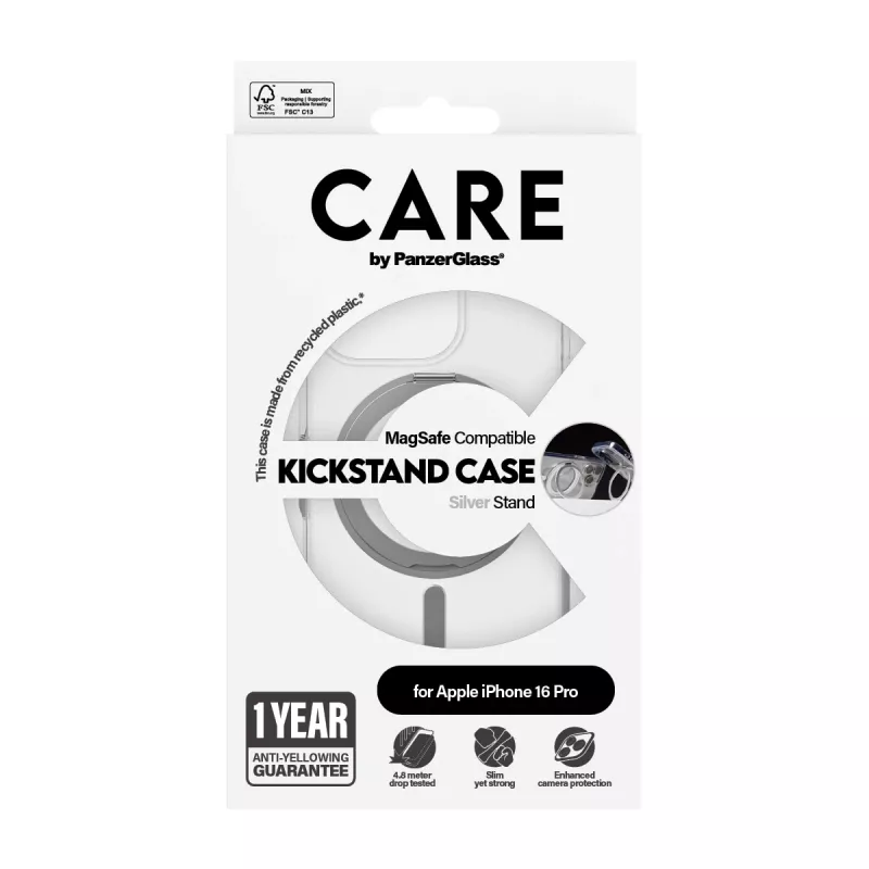PanzerGlass CARE™ by ® Θήκη Διάφανη με ασημί Kickstand & MagSafe iPhone 16 Pro