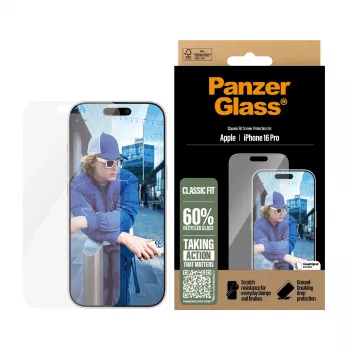 PanzerGlass ® Μεμβράνη Προστασίας Οθόνης iPhone 16 Pro | Classic Fit, Apple, Apple - iPhone 16 Pro, Στεγνή εφαρμογή, Ανθεκτικό στις γρατσουνιές, Ανθεκτικό στους κραδασμούς, Διάφανο, 1 τεμ.
