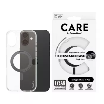 PanzerGlass CARE™ by ® Θήκη Διάφανη με μαύρο Kickstand & MagSafe iPhone 16 Plus