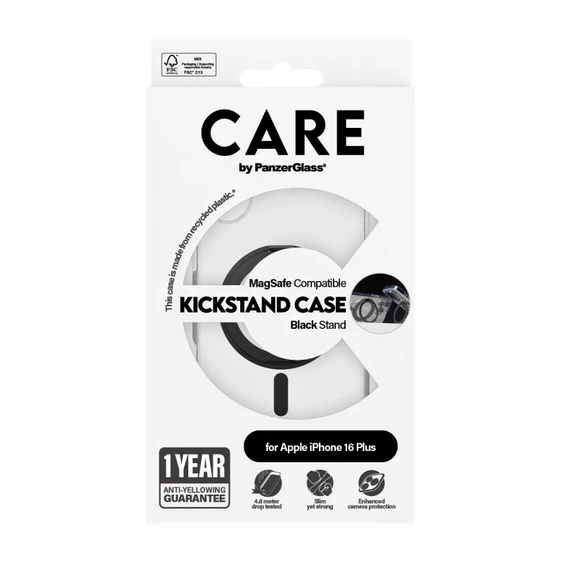 PanzerGlass CARE™ by ® Θήκη Διάφανη με μαύρο Kickstand & MagSafe iPhone 16 Plus