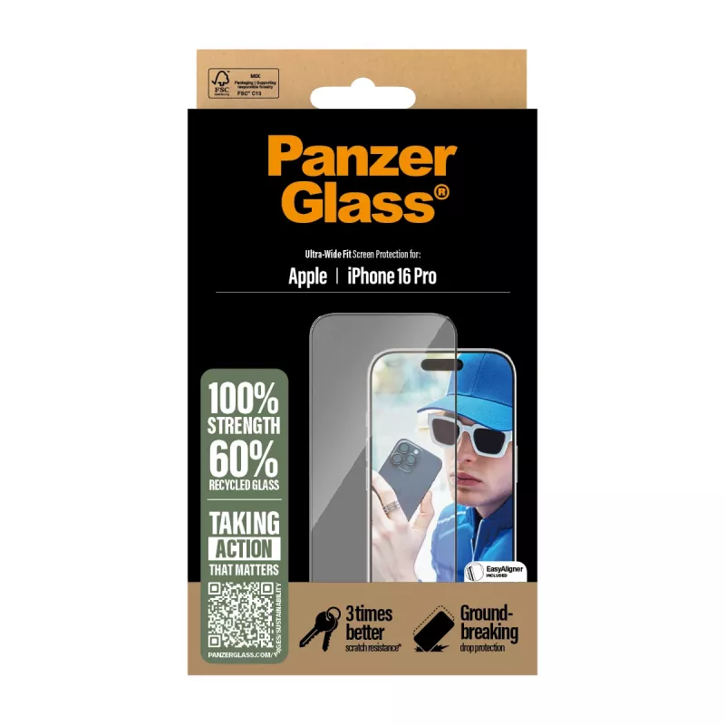 PanzerGlass ® μεμβράνη προστασίας οθόνης iPhone 16 Pro | Ultra-Wide Fit