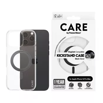 PanzerGlass CARE™ by ® θήκη διαφανής με μαύρο Kickstand & MagSafe για iPhone 16 Pro Max