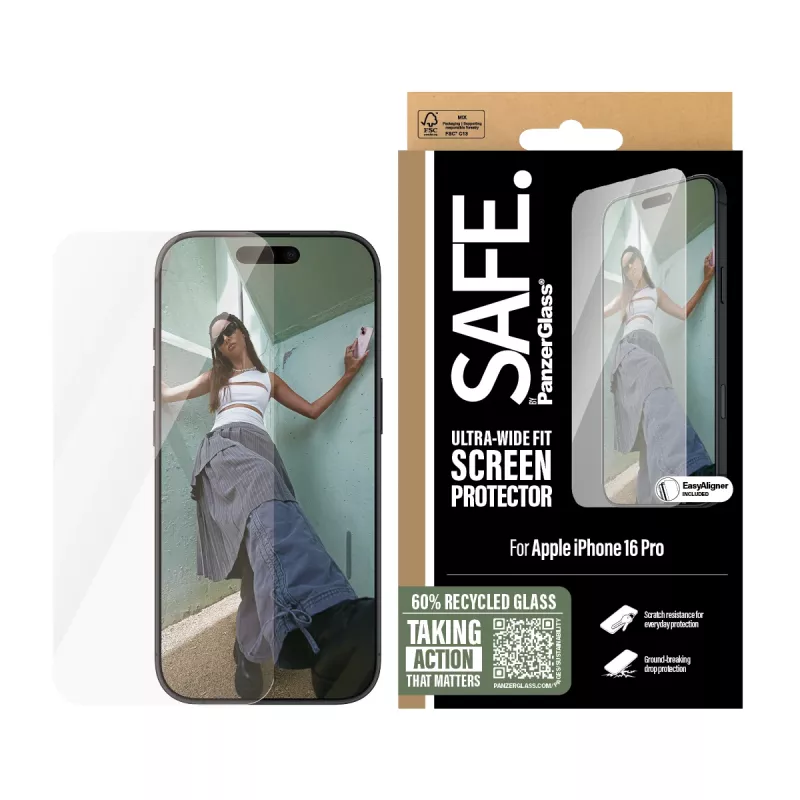 PanzerGlass SAFE. by ® μεμβράνη προστασίας οθόνης iPhone 16 Pro | Ultra-Wide Fit
