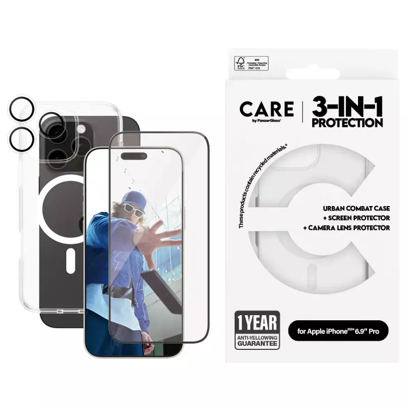 PanzerGlass ® | CARE by ® Flagship 3-in-1 σετ iPhone 16 Pro Max