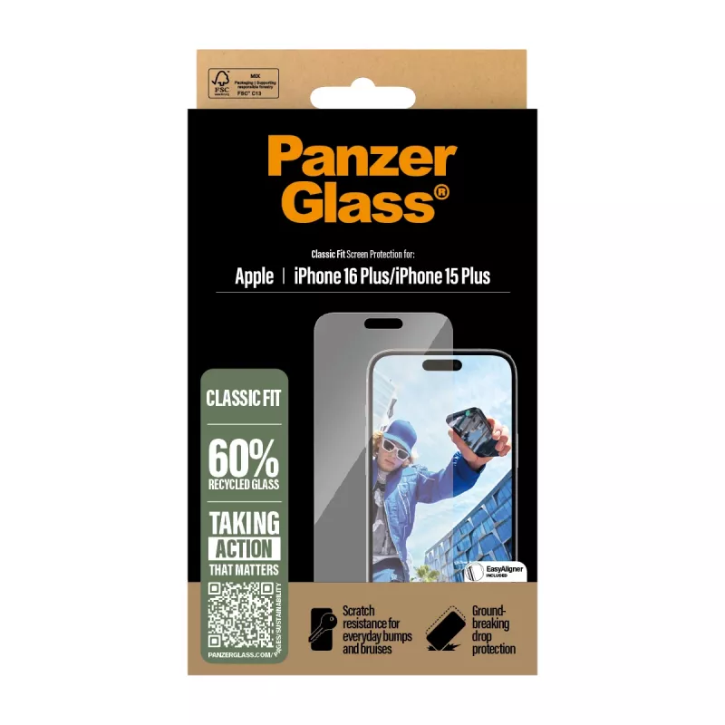 PanzerGlass® μεμβράνη προστασίας οθόνης iPhone 16 Plus | 15 Plus | Classic Fit