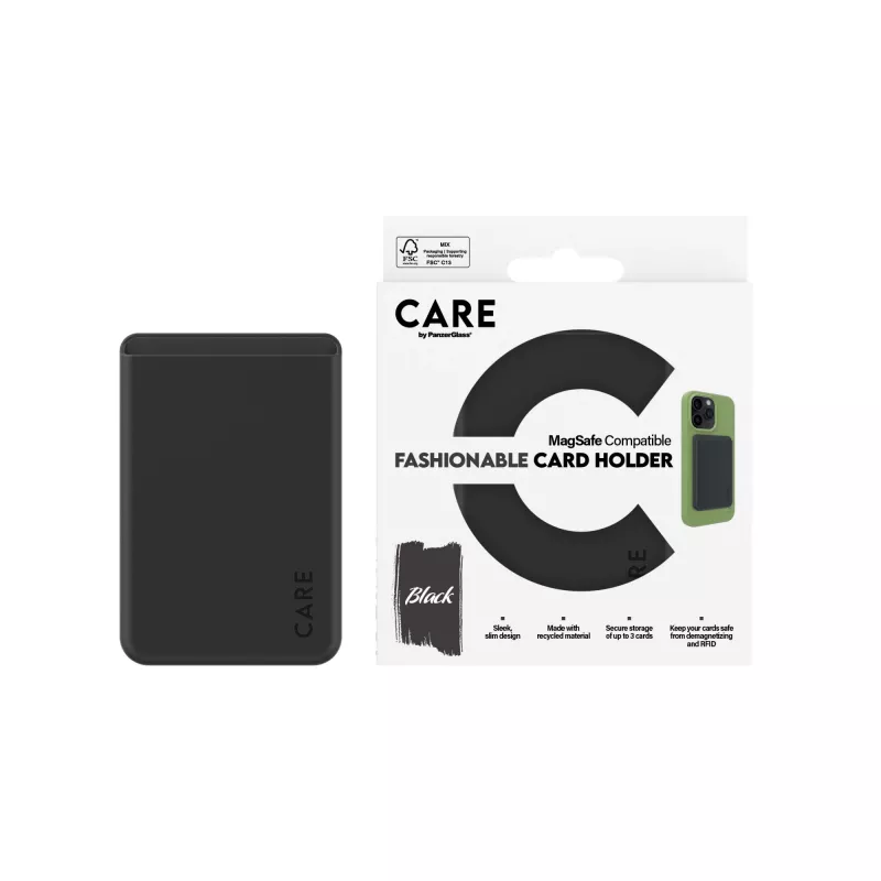 Θήκη PanzerGlass CARE by Fashionable Card Holder Μαύρο iPhone Διάφανο