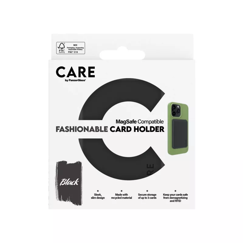 Θήκη PanzerGlass CARE by Fashionable Card Holder Μαύρο iPhone Διάφανο