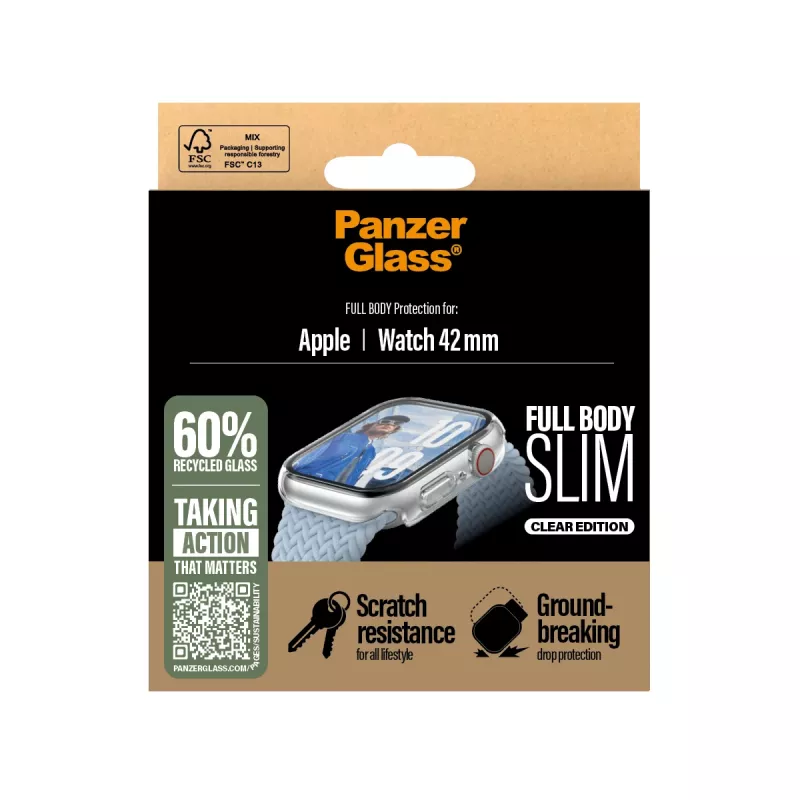 Θήκη PanzerGlass Screen Protector Snappie Full Body Slim Διάφανη Apple Watch 41mm '24
