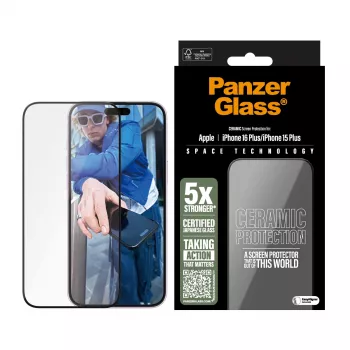PanzerGlass ® Κεραμική προστασία οθόνης για iPhone 16 Plus | 15 Plus | Ultra-Wide Fit με EasyAligner
