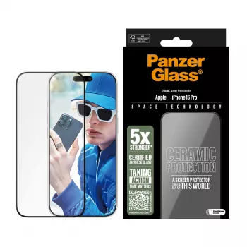 PanzerGlass ® Κεραμική μεμβράνη προστασίας οθόνης iPhone 16 Pro | Ultra-Wide Fit με EasyAligner