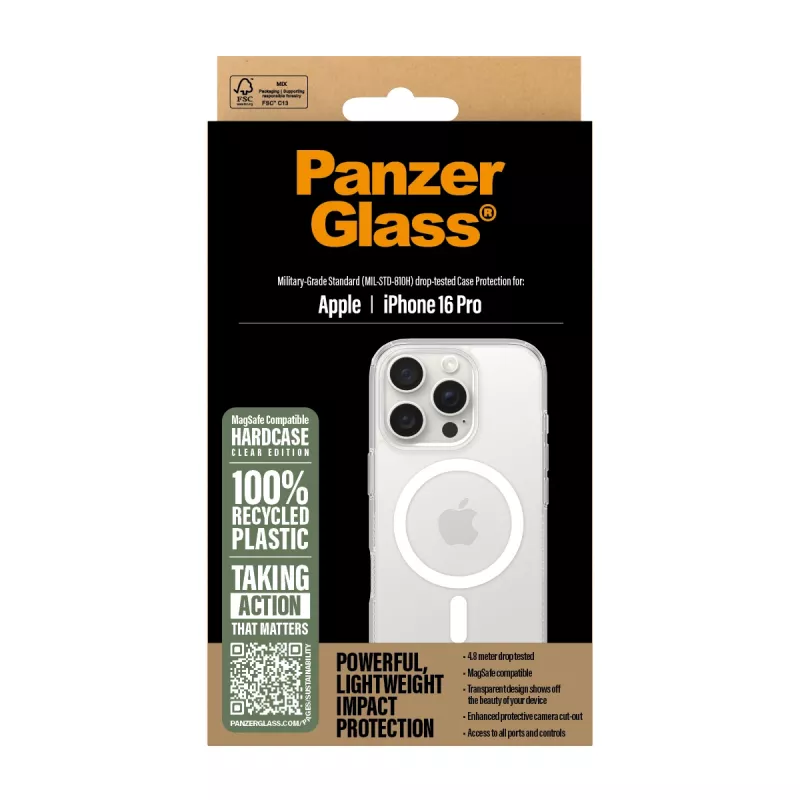 Θήκη PanzerGlass HardCase Διάφανη με Λευκό MagSafe iPhone 16 Pro