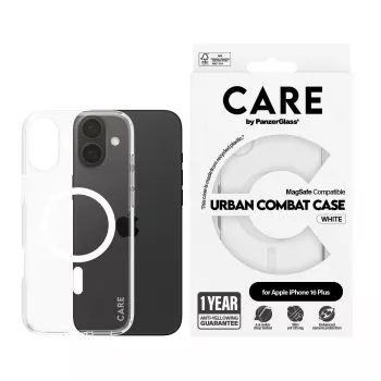 PanzerGlass CARE™ by ® Urban Combat Θήκη Διάφανη με Λευκό MagSafe iPhone 16 Plus