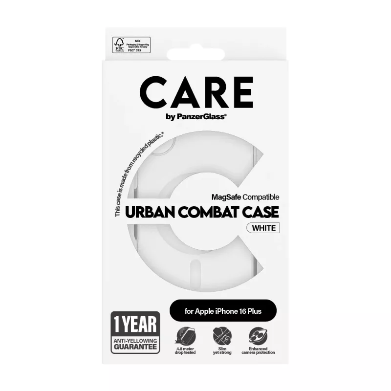 PanzerGlass CARE™ by ® Urban Combat Θήκη Διάφανη με Λευκό MagSafe iPhone 16 Plus