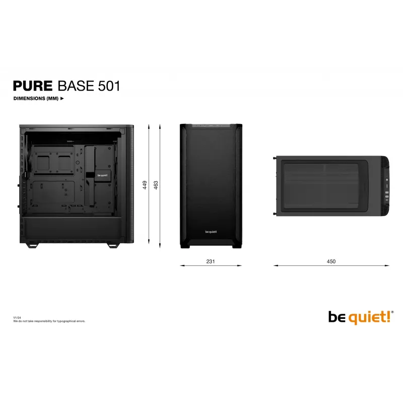 Κουτί PC be quiet! PURE BASE 501 Black Midi Tower (ανοιγμένη συσκευασία)