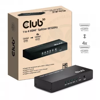 CLUB3D διαχωριστής 1 σε 4 HDMI™ 4K120Hz