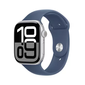 APPLE Watch Series 10 GPS + Cellular 46mm Θήκη αλουμινίου ασημί με Denim Sportarmband - M/L