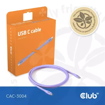 Καλώδιο USB-C CLUB3D CAC-3004 2m Μωβ