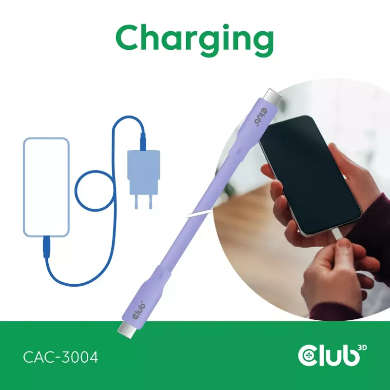 Καλώδιο USB-C CLUB3D CAC-3004 2m Μωβ