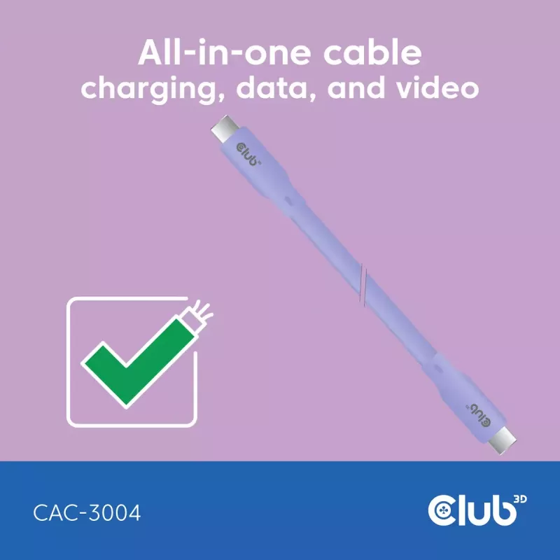 Καλώδιο USB-C CLUB3D CAC-3004 2m Μωβ
