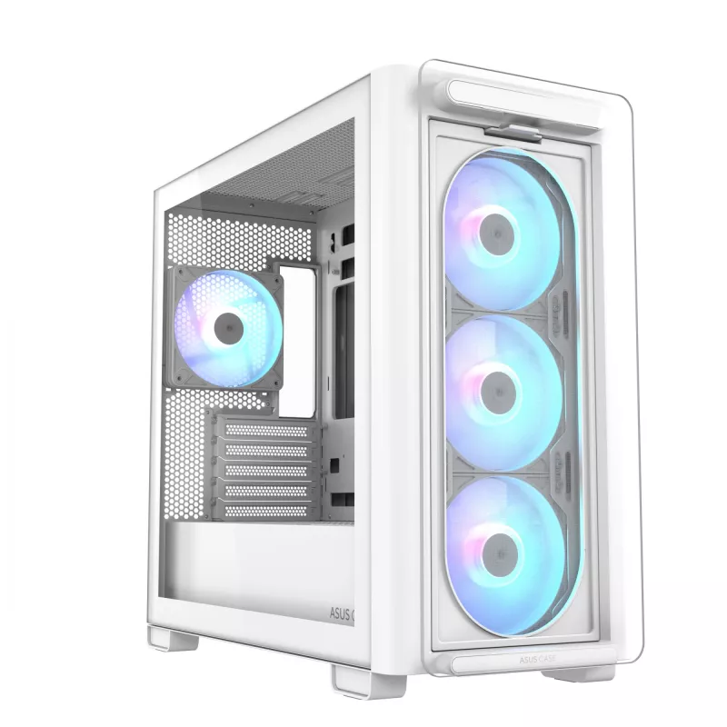 ASUS A23 PLUS TG ARGB WHITE, PC, Λευκό, micro ATX, Mini-ITX, Multi, 16,5 cm, 38 cm