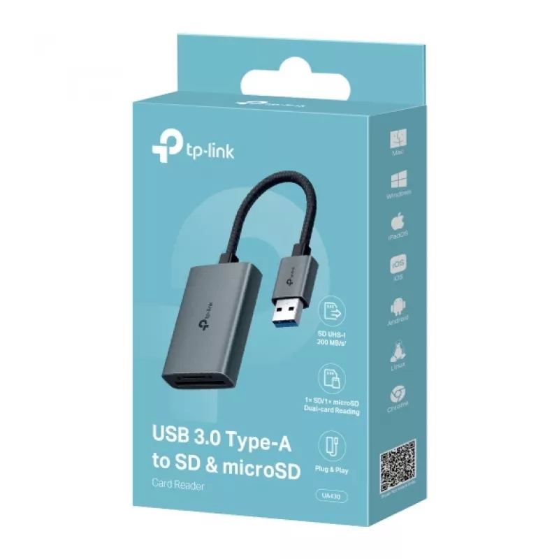 Αναγνώστης καρτών TP-LINK UA430 USB 3.2 Gen 1 Type-C — MicroSD / SD, γκρι