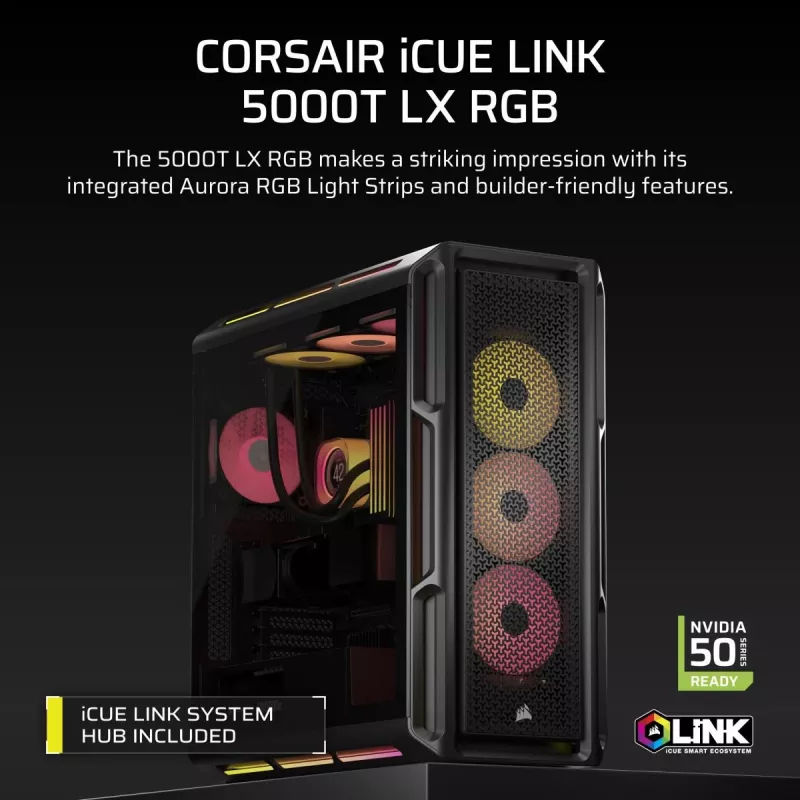 CORSAIR Κουτί PC - Icue Link 5000t Lx RGB Mid-Tower High-Performance