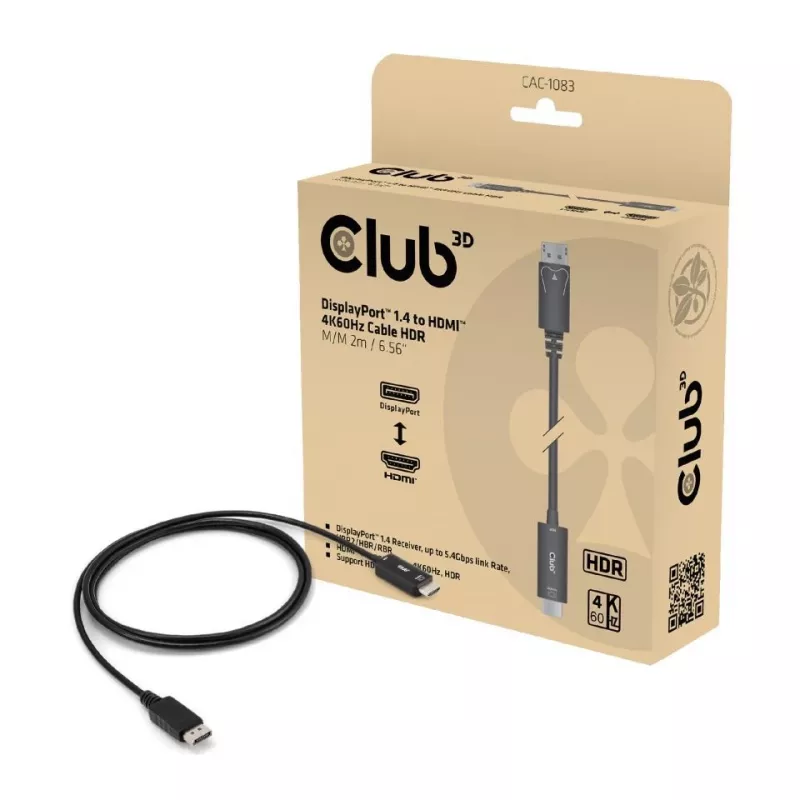CLUB3D CAC-1083 Καλώδιο DisplayPort 2 m HDMI Type D (Micro) Μαύρο