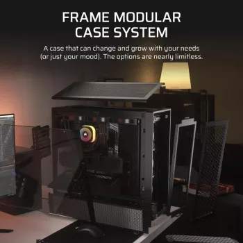 Κουτί PC CORSAIR FRAME 4000D RS Midi Tower — μαύρο, υποστήριξη EATX, σκληρυμένο γυαλί, USB-C, 3x120-mm ανεμιστήρες εμπρός
