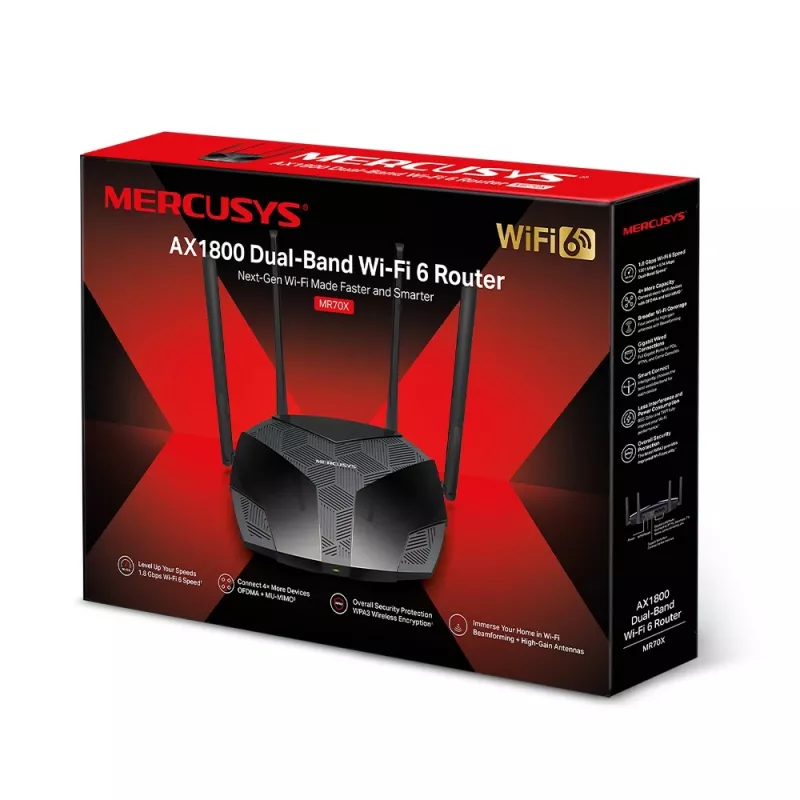 MERCUSYS MR70X Ασύρματος router Gigabit Ethernet Dual-Band (2,4 GHz / 5 GHz) Μαύρο
