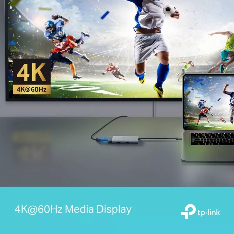 TP-Link UH5020C hub USB-C 5 θυρών, HDMI 4K@60Hz, 100 W Power Delivery, 1x USB-C, 2x USB-A, 5 Gbps, αλουμίνιο, γκρι