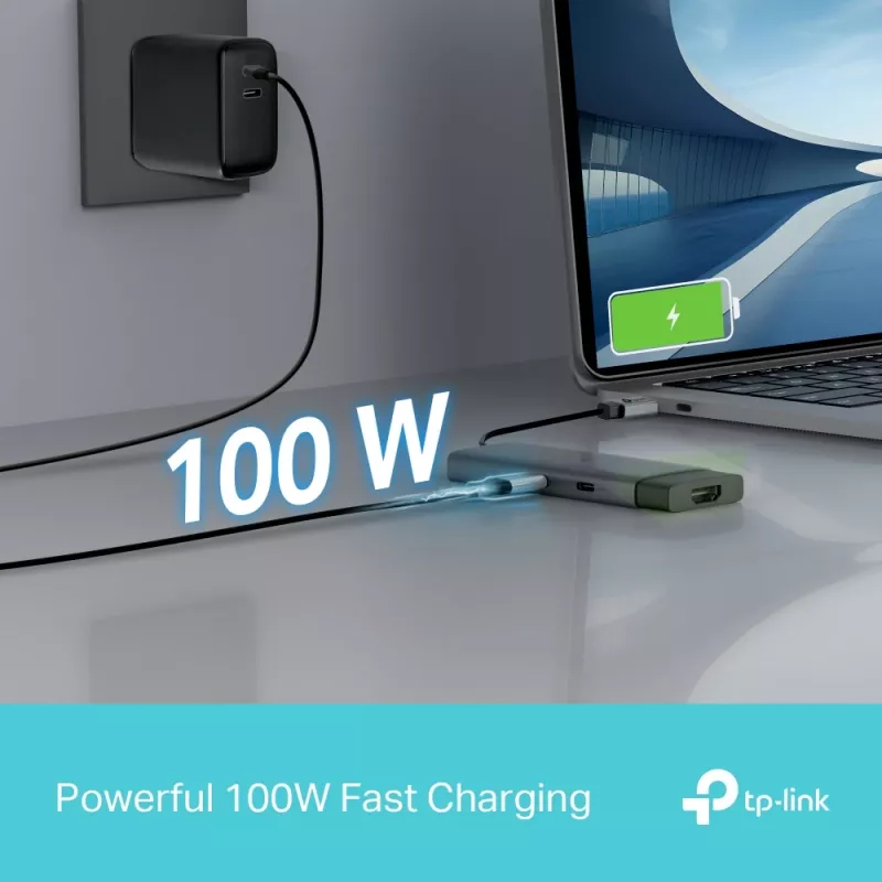 TP-Link UH5020C hub USB-C 5 θυρών, HDMI 4K@60Hz, 100 W Power Delivery, 1x USB-C, 2x USB-A, 5 Gbps, αλουμίνιο, γκρι