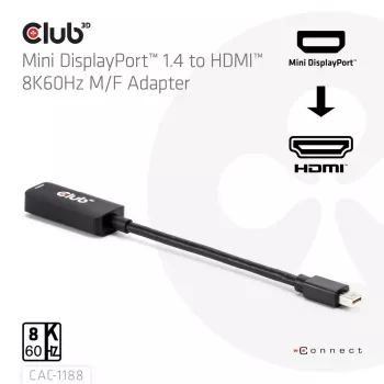 Adapter club 3d Mini DisplayPort 1.4 σε HDMI 8K60Hz M/F, Βύσμα Mini DisplayPort αρσενικό