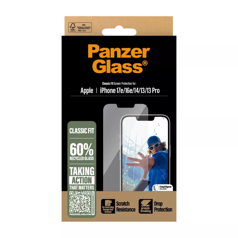 PanzerGlass ® Μεμβράνη προστασίας οθόνης iPhone 17e | 16e | 14 | 13 | 13 Pro | Classic Fit με EasyAligner