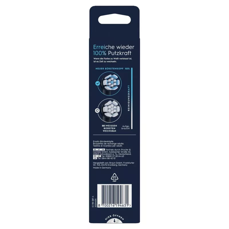 Oral-B 194631 Κεφαλή οδοντόβουρτσας 4 τεμ. Μαύρο