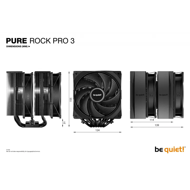 be quiet! Pure Rock Pro 3 μαύρο ψύκτρα αέρα επεξεργαστή 12 cm 1 τεμ.