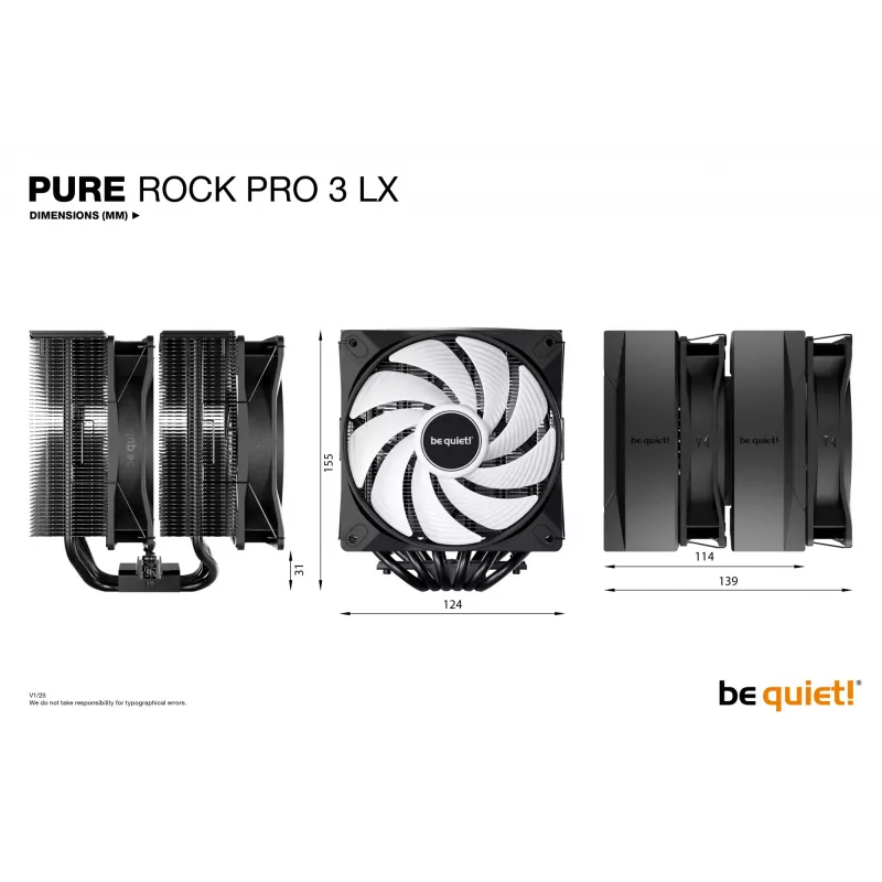 be quiet! Pure Rock Pro 3 LX μαύρο ψύκτρα αέρα επεξεργαστή 12 cm 1 τεμ.