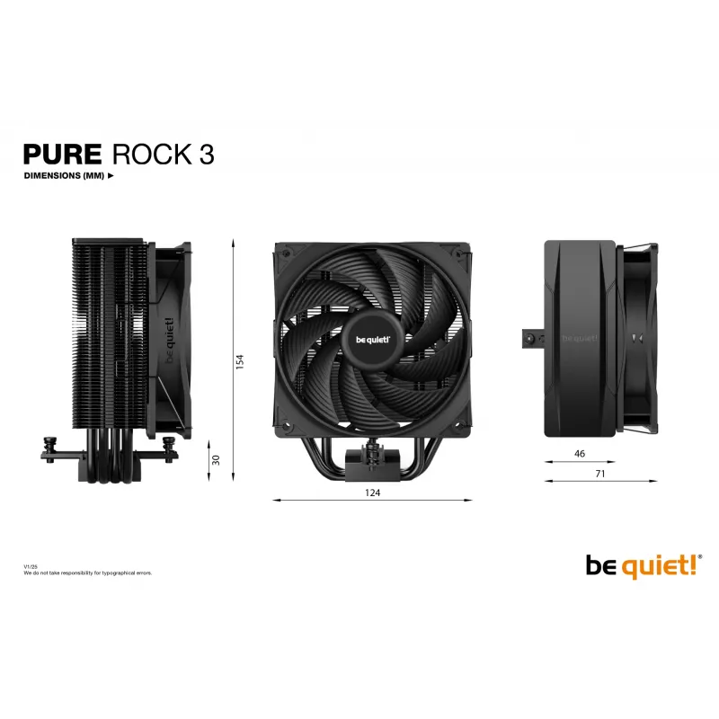 be quiet! Pure Rock 3 Μαύρο Ψύκτρα Επεξεργαστή 12 cm 1 τεμ.