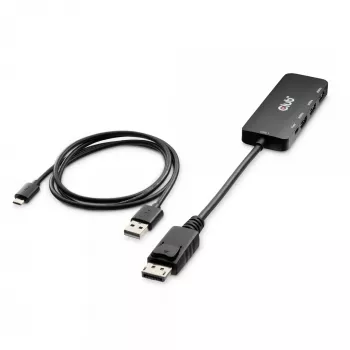 Club 3D CSV-7330 προσαρμογέας-διανομέας MST DisplayPort 2.1 σε 3x HDMI 2.1, 8K60Hz, 4K120Hz, 13,5 Gbps, HDR, HDCP 2.3, μαύρο