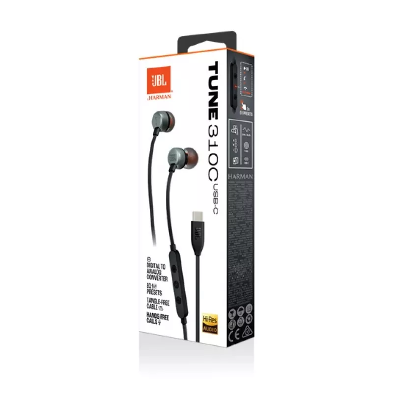 JBL Tune 310C Headset ενσύρματο in-ear κλήσεις/μουσική USB Type-C μαύρο