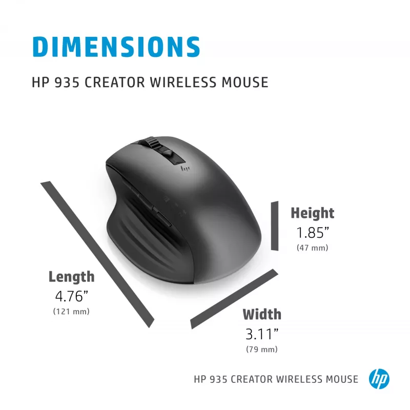 HP 930 Creator Ασύρματο Ποντίκι, Δεξιόχειρας, Bluetooth, 3000 DPI, Ασημί